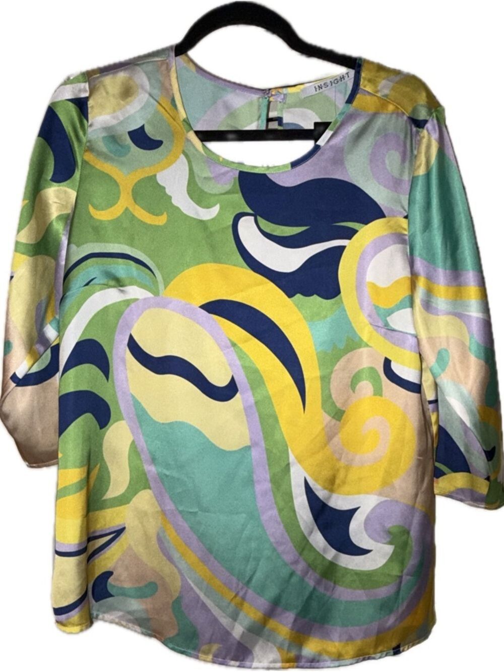 NWT Insight Vibrant Abstract Wave Print Top- Long Sleeve Silky